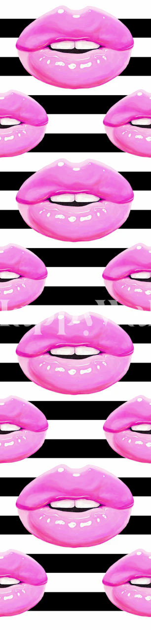 Behang met felroze lippen in een stijlvolle kamer
