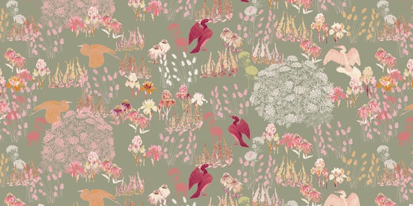 Riverside Meadow In Pastel Green