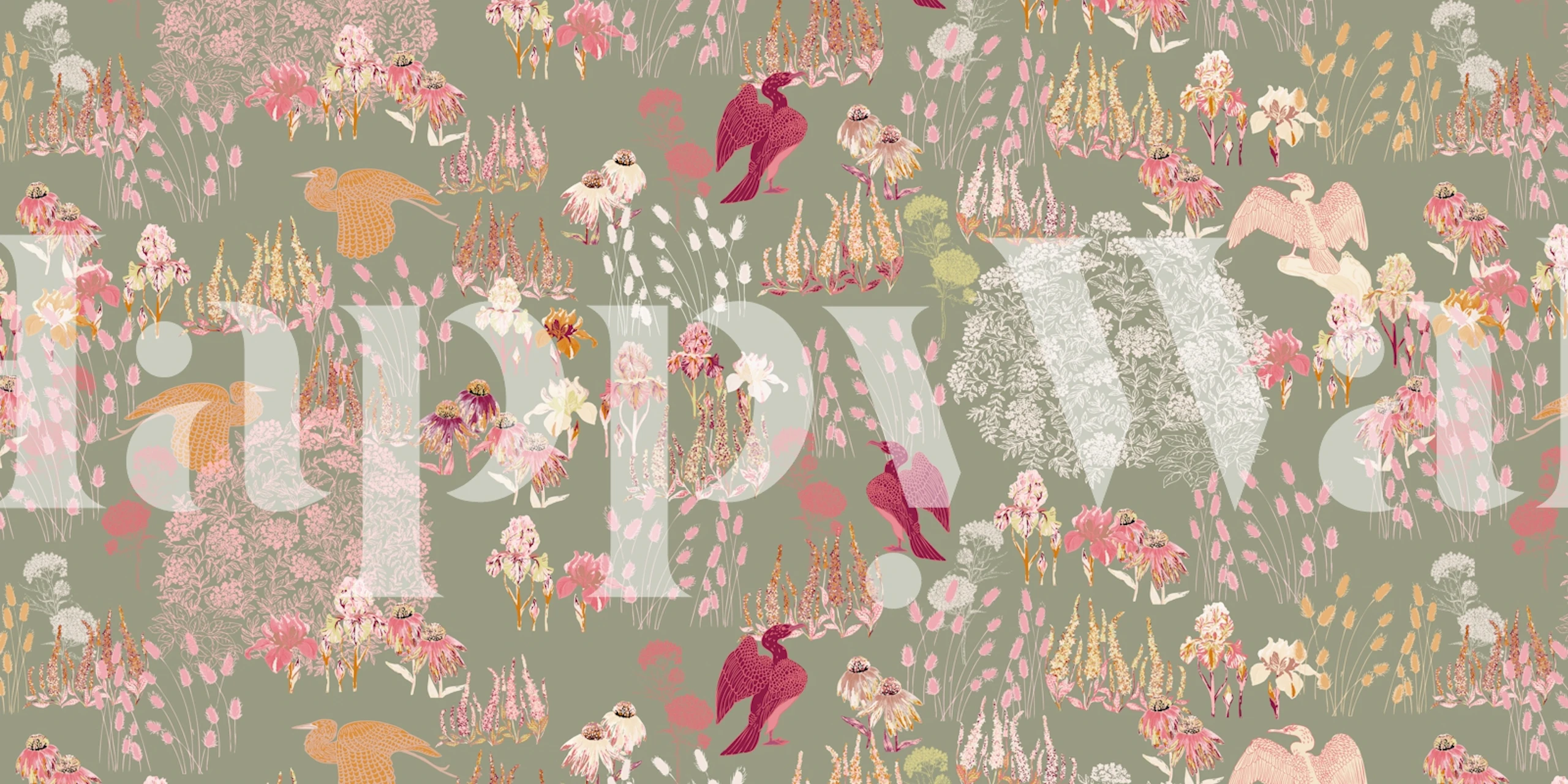 Riverside Meadow In Pastel Green tapetdesign i et rum
