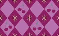 Retro Cherry Harlequin Diamonds on Plum wallpaper