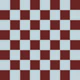 Mahogany red & light blue bathroom checkers S