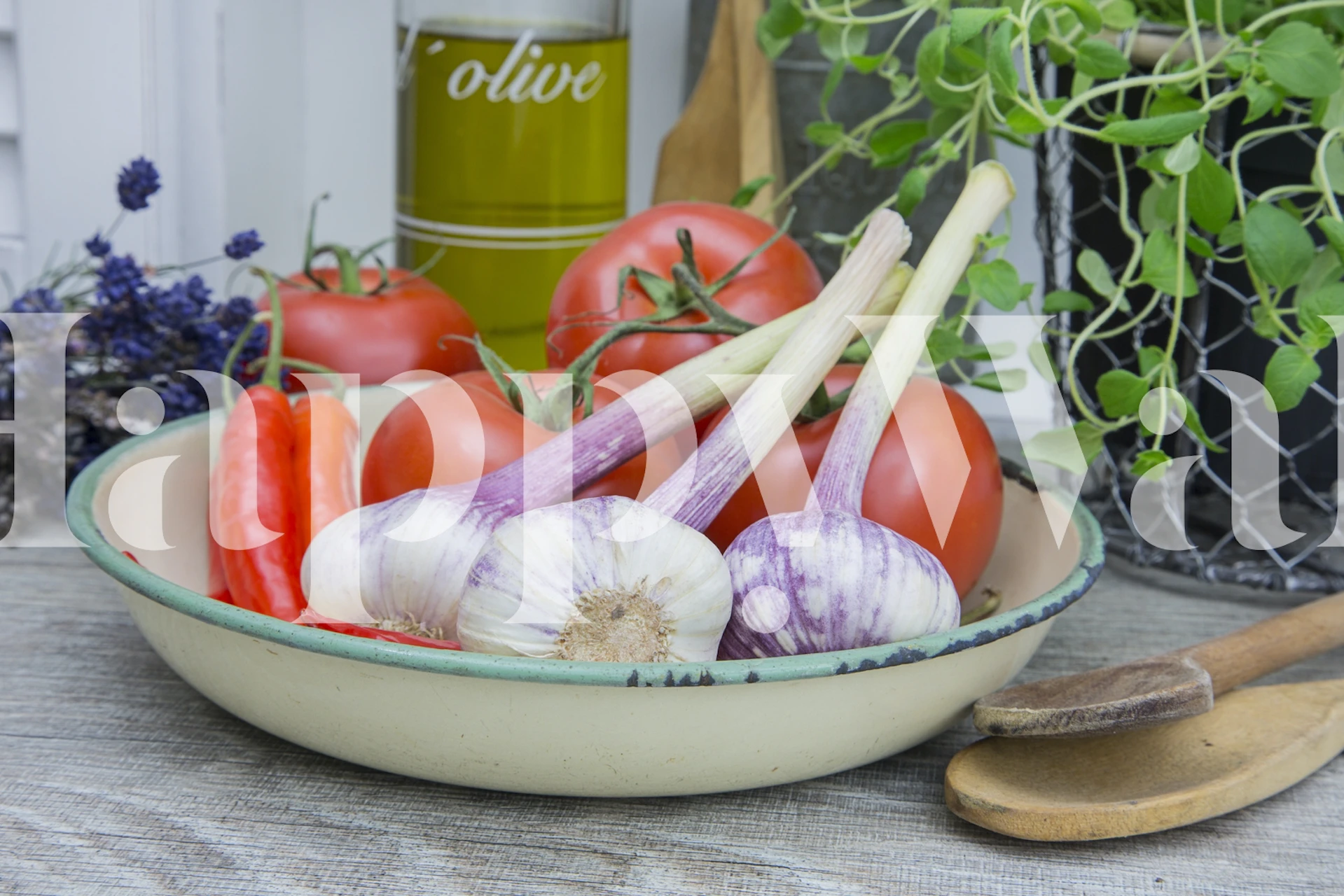 Mediterranean Cuisine Still muurdecoratie ontwerp