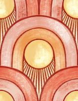 Retro Sunburst Arches Boho Rainbow Terracotta wallpaper
