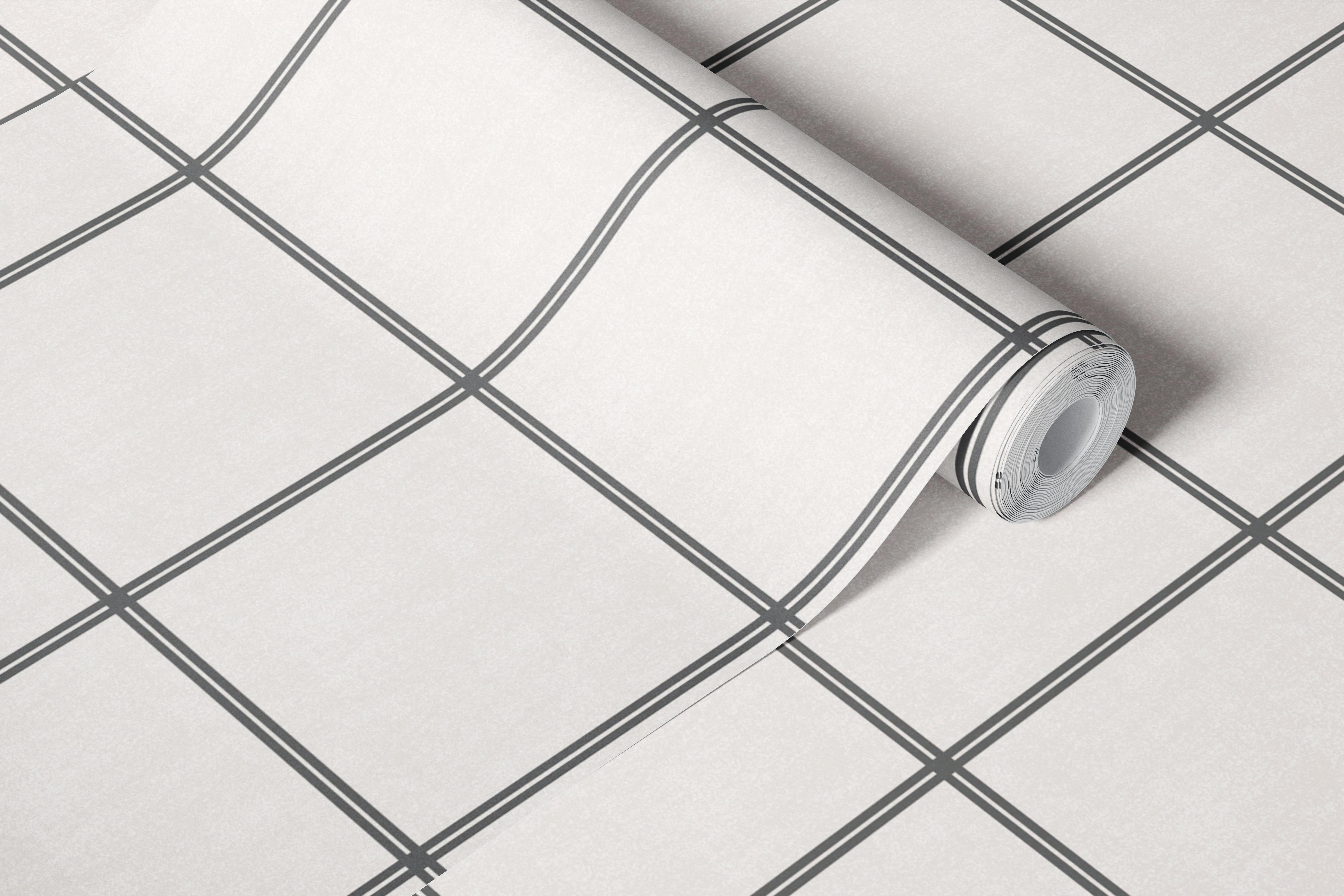 Gray windowpane grid wallpaper in a room