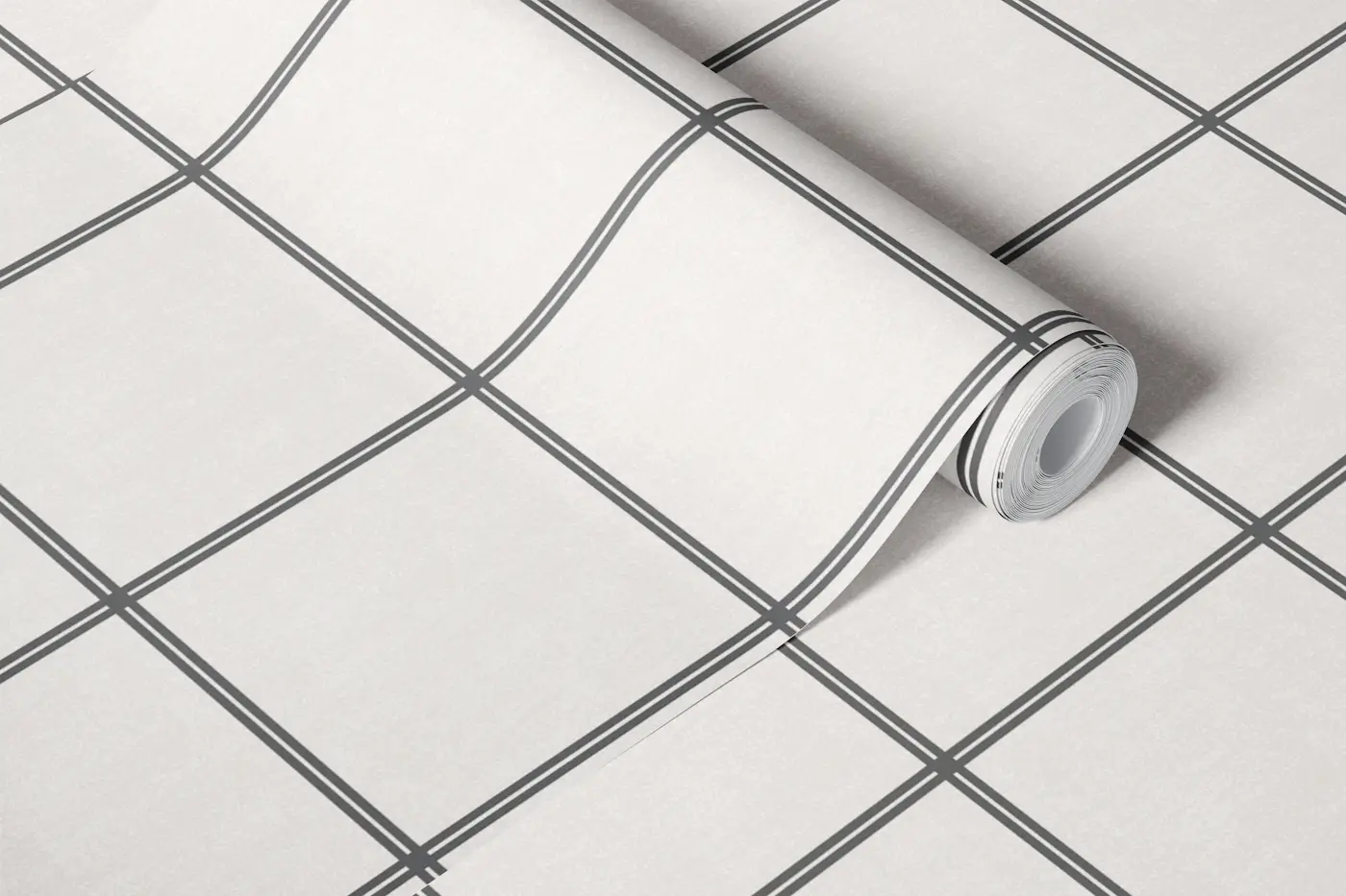 Subtle Gray Windowpane Grid wallpaper roll