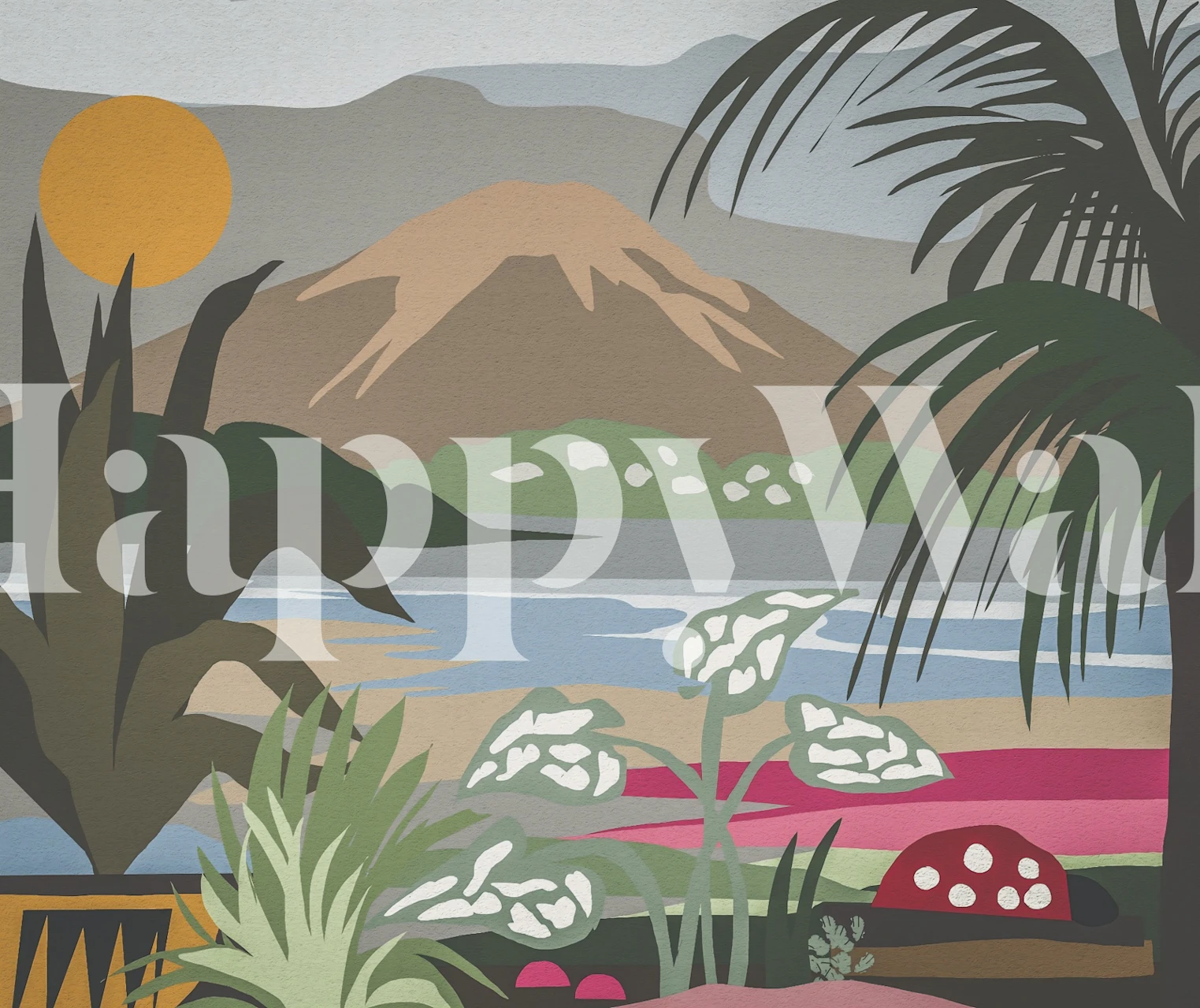 Palm silhouette beach landscape wallpaper