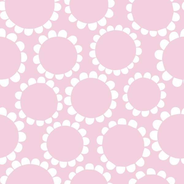 Daisy Circles - white on light pink - Medium
