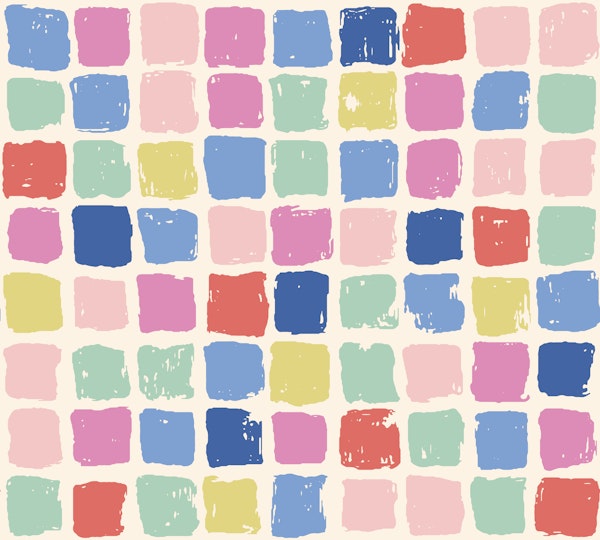 Patchwork Painted Mosaic in Pink Blue Mint
