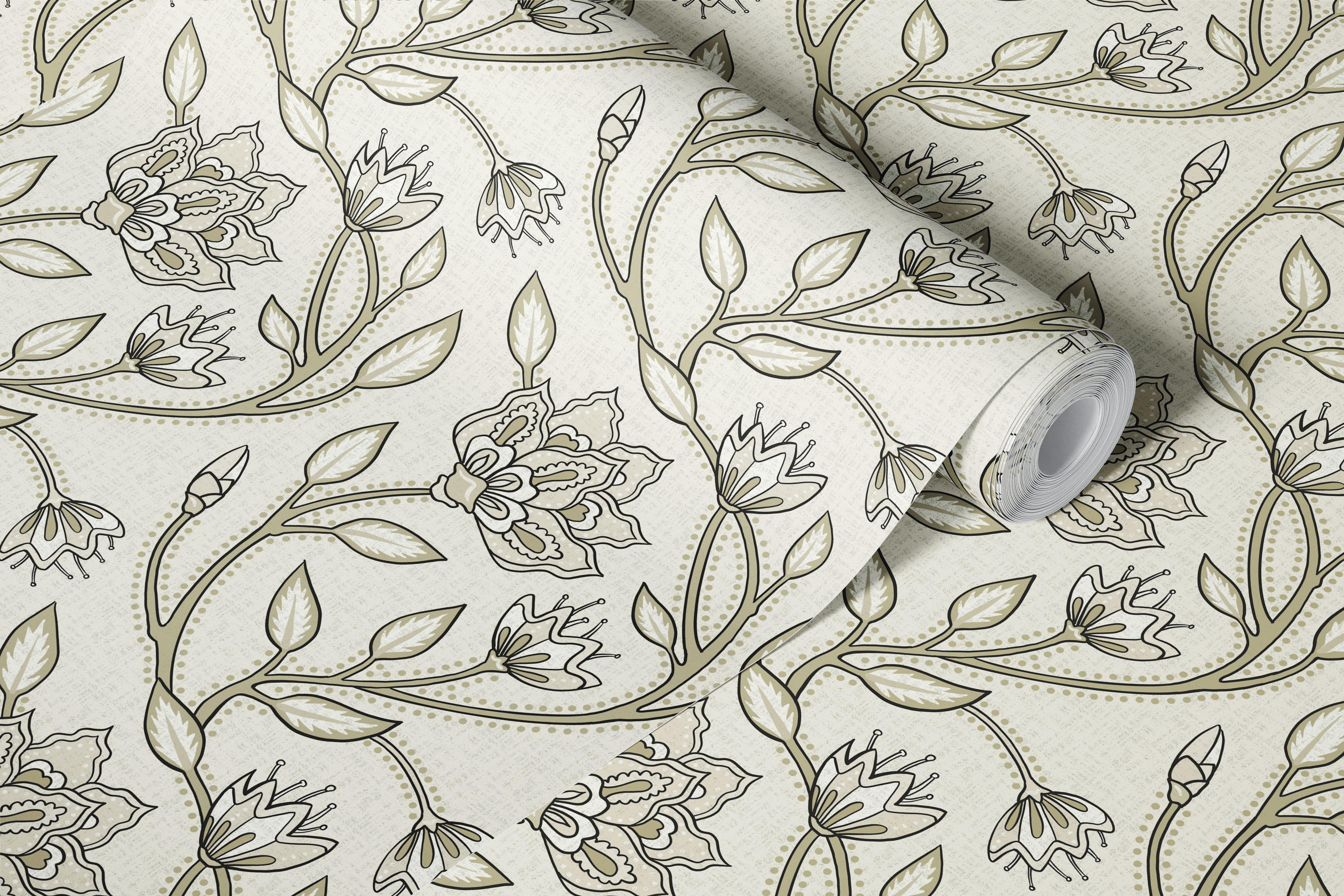 Vintage Beige Botanical em um quarto