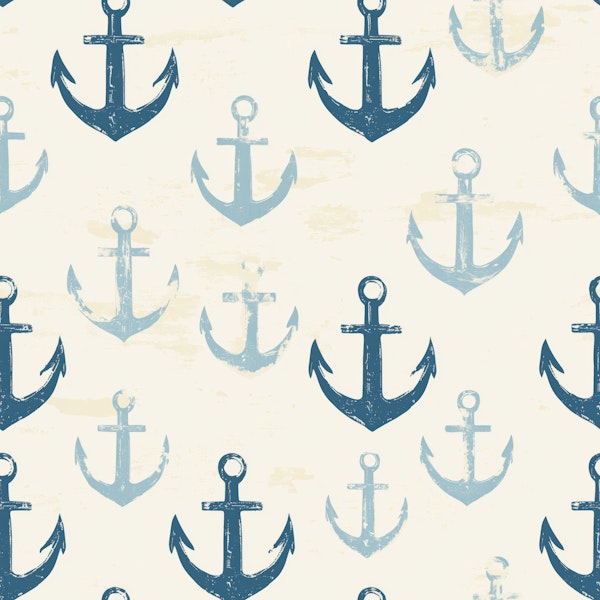 Nautical Anchors Blue and Cream Pattern