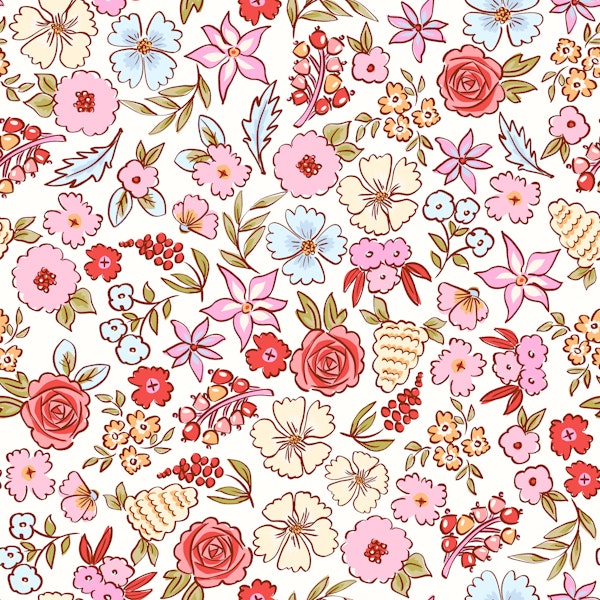 Retro Botanical Flower Scatter