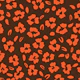 Ditsy Floral persimmon red on dark brown