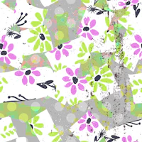 Chic Retro Floral Collage - large tapete