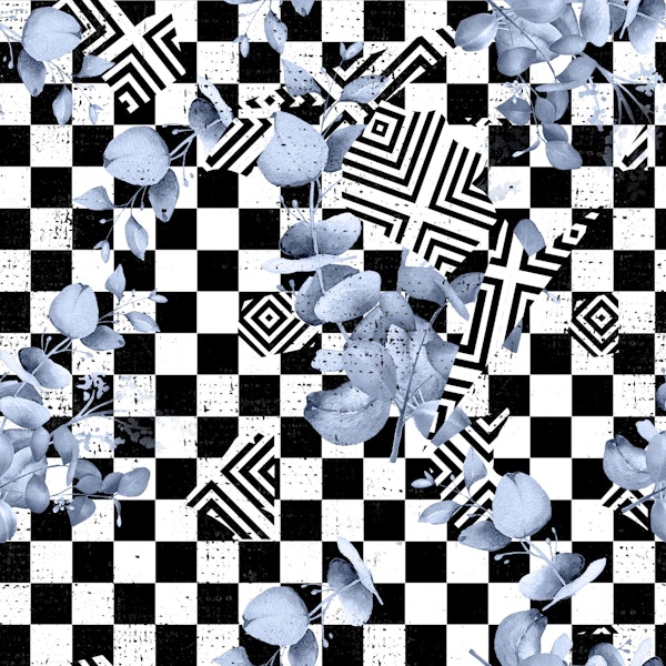 Black White Geometric Leaves