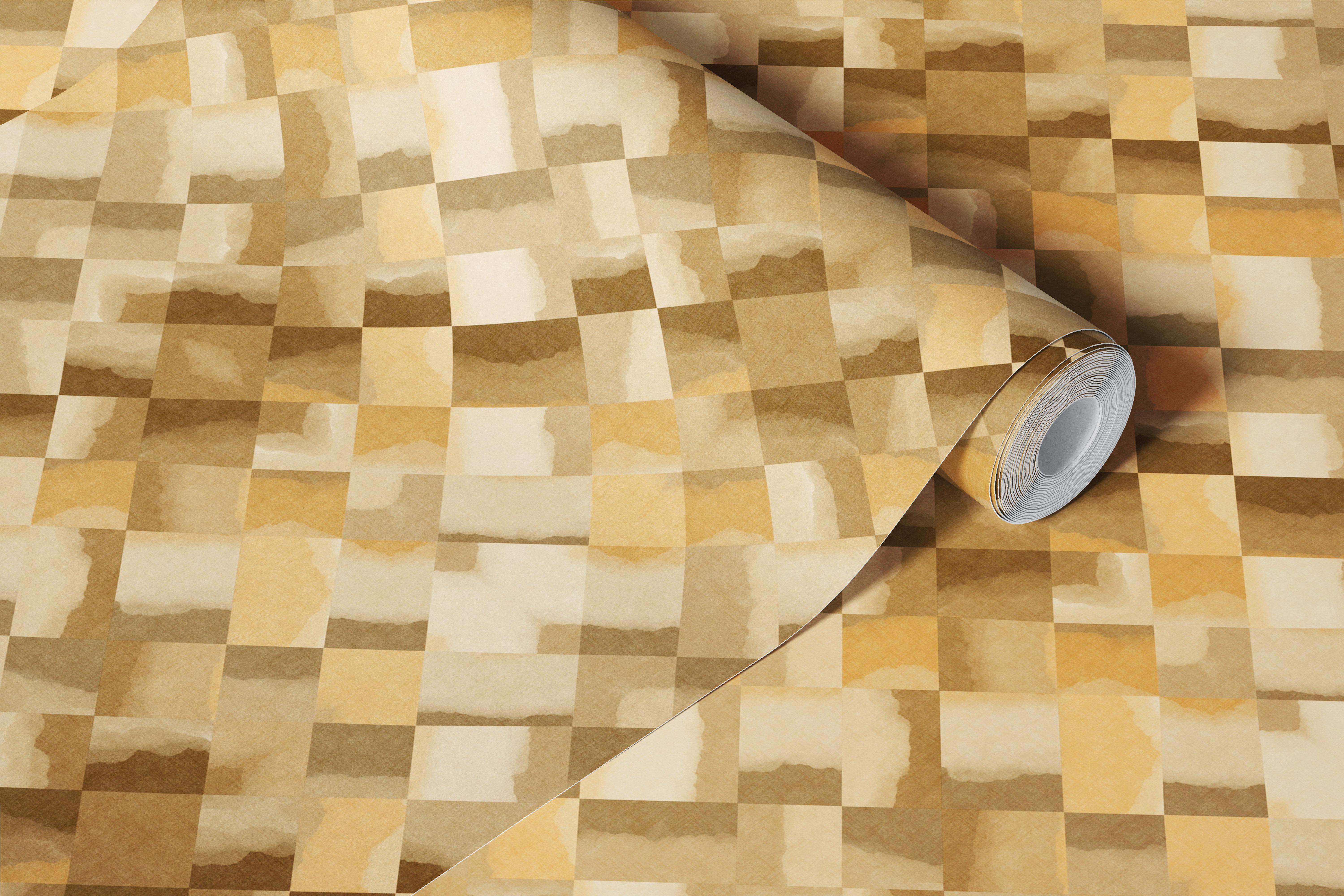 Projekt tapety Relax Ocher Painted Checker
