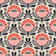 Retro Mod Flower Blooms Pink Red
