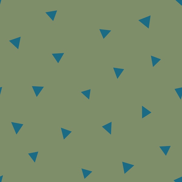 Triangles scatter - teal on khaki green - L