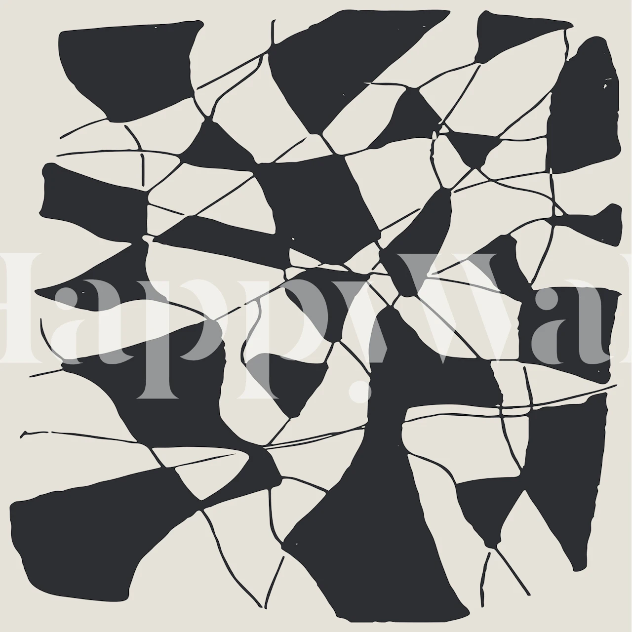 Monochrome abstract mosaic mural in modern interior