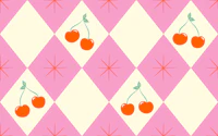 Coquette Cherry Harlequin Hot Pink and Cream wallpaper