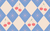 Preppy Cherry Harlequin Cornflower and Cream wallpaper