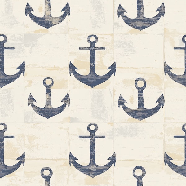 Beach House Navy Anchor Pattern
