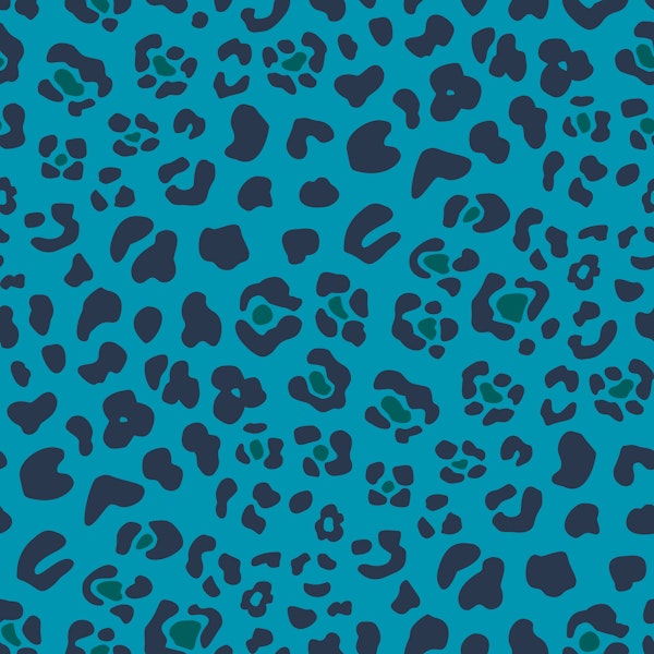 Leopard Print - Navy on teal turquoise - Med