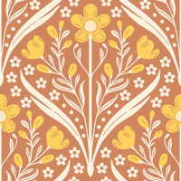 cottage buttercup damask terracotta papel de parede