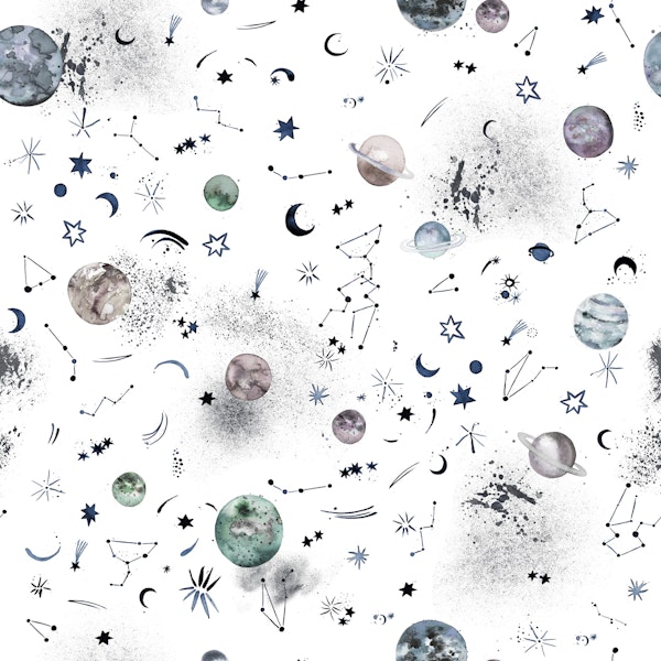 Watercolor Galaxy Constellations Space Planet