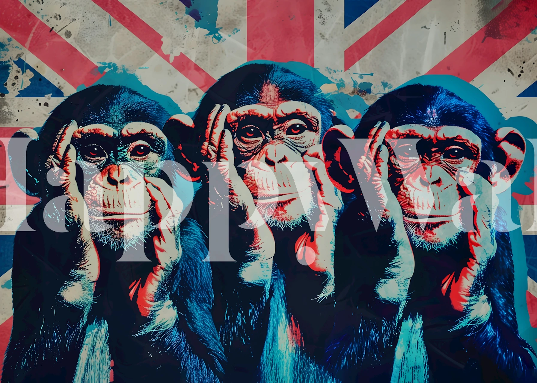 Three Wise Monkeys Union Jack tapete