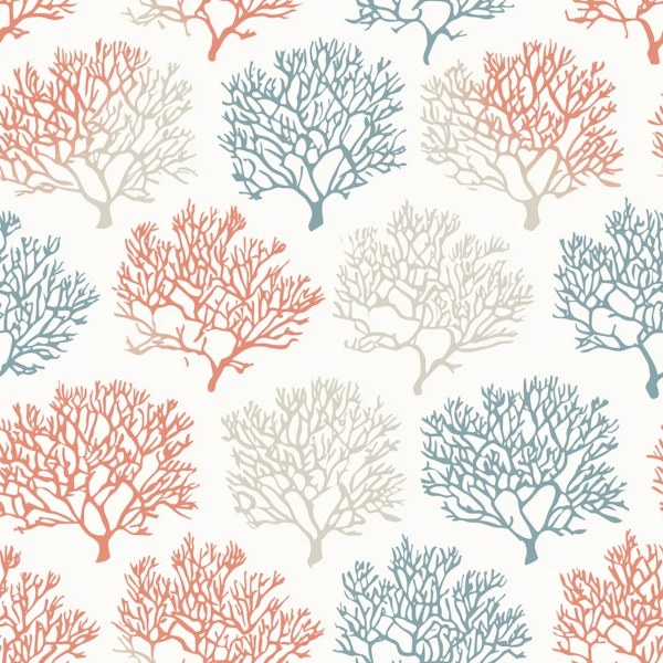 Coastal Coral Branch Silhouettes Pattern