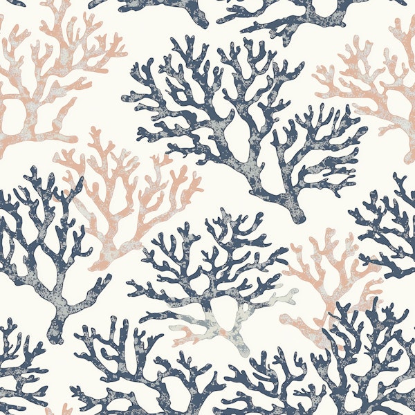 Navy and Blush Sea Coral Pattern