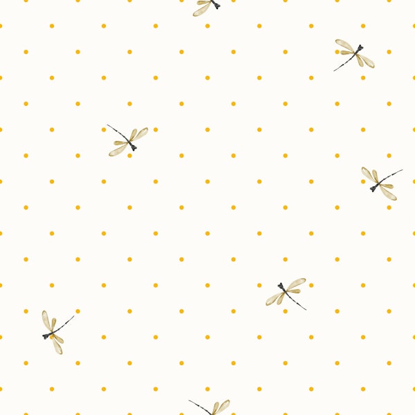Dragonflies and yellow Polka Dots - large