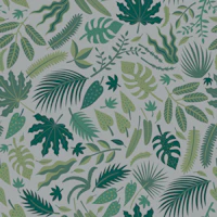 Tropical Leaves - green on grey - Medium behang