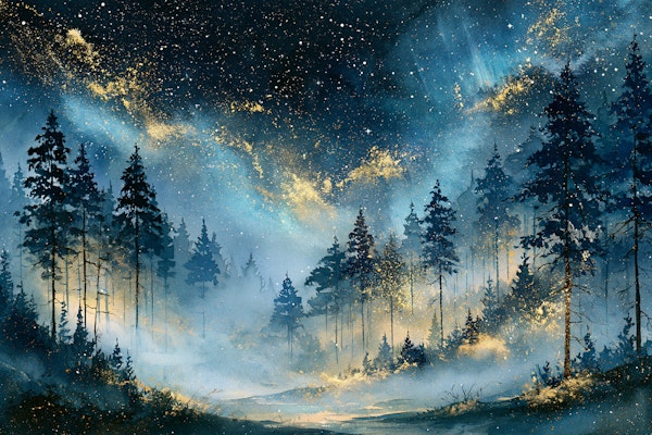 Midnight Forest Stardust Sky