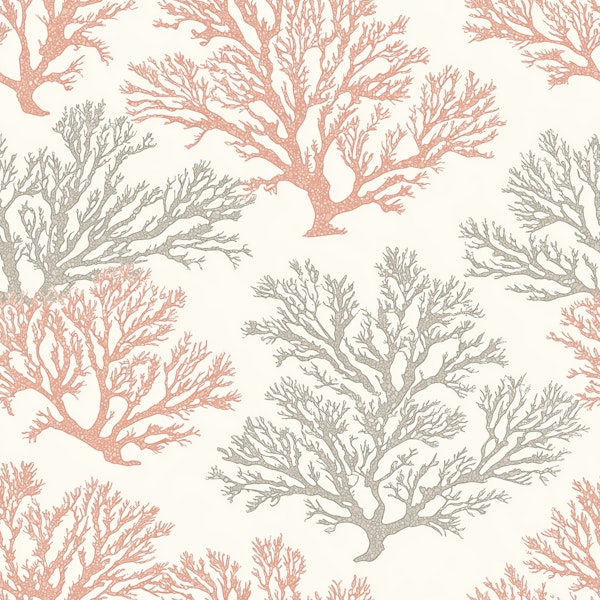 Coral Branch Toile Style Pattern