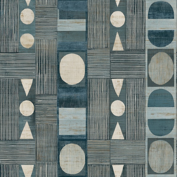 Teal Mid Century Geometric