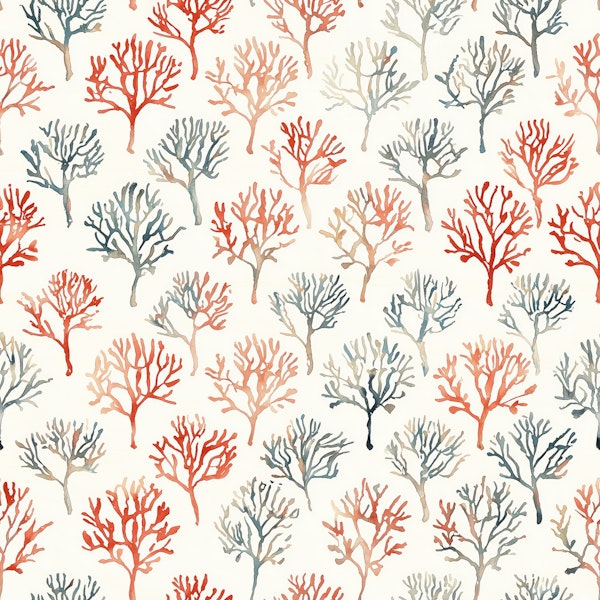 Soft Coral Reef Watercolor Pattern