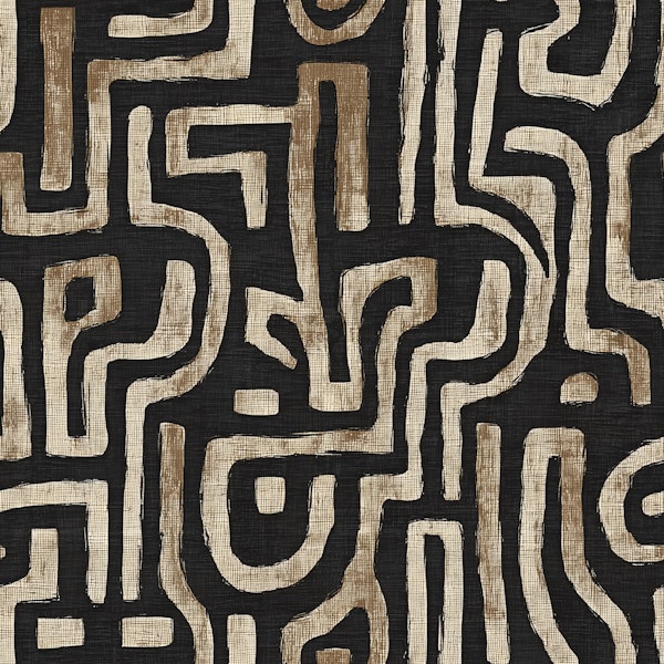 Black Abstract Mudcloth Geometric