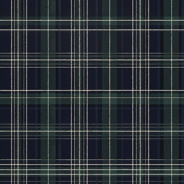 Navy Green Plaid Weave
