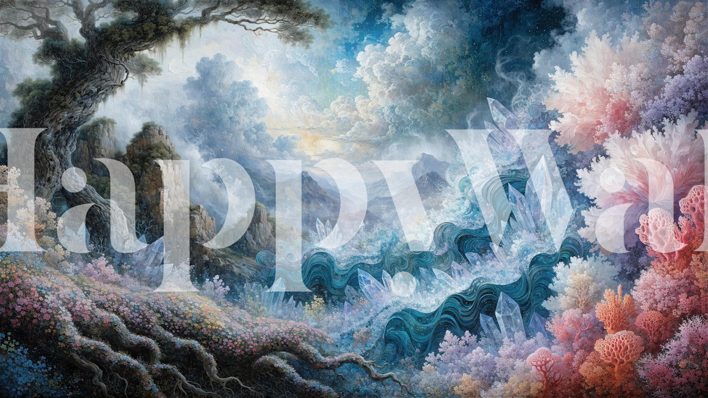 Crystal Wave Fantasy Landscape wallpaper