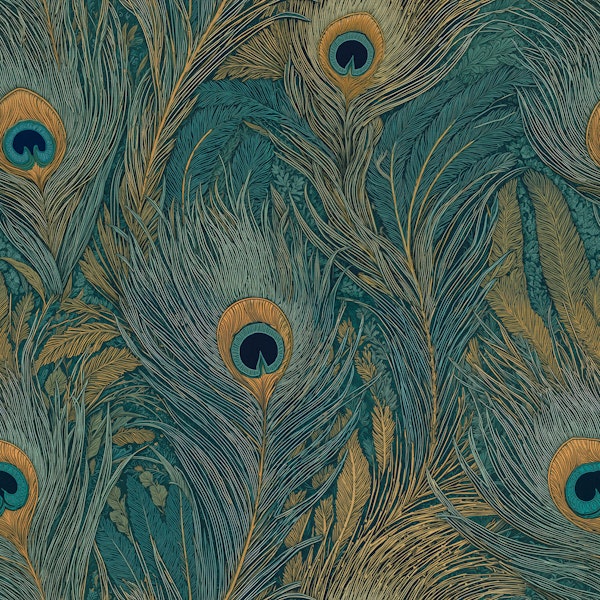 Teal Peacock Feather Elegance