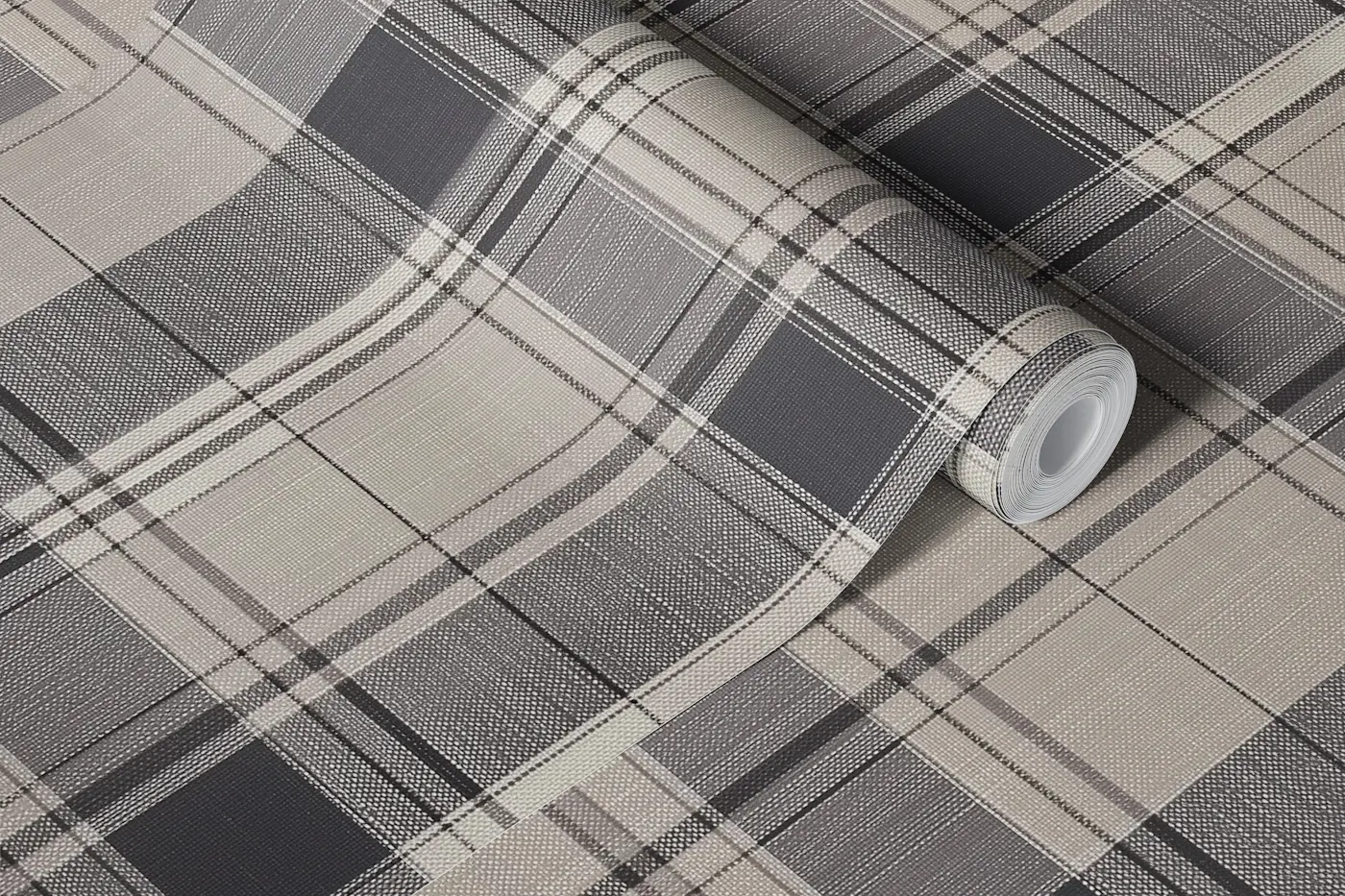 Rustic Farmhouse Gray Tartan wallpaper roll