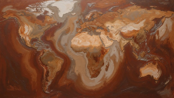 Rust Earth World Map African Style