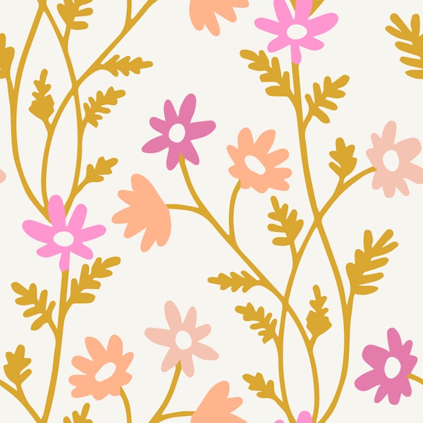 Boho Wildflower Garden mustard pink