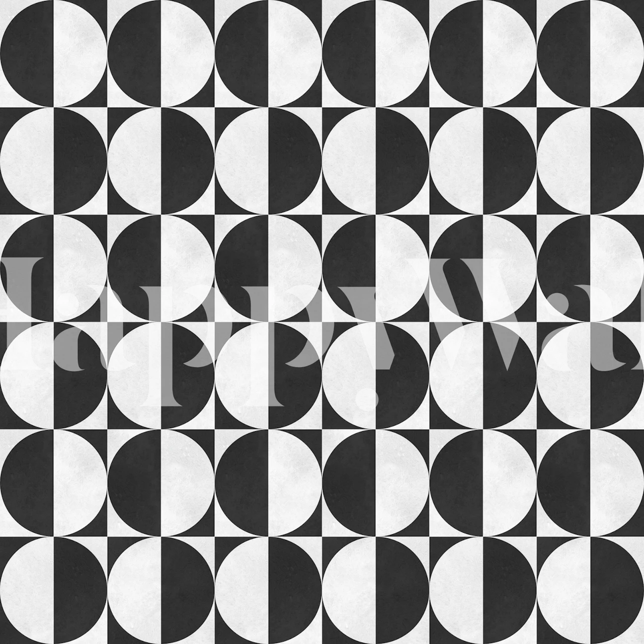 Black White Half Moon Grid wallpaper in a room