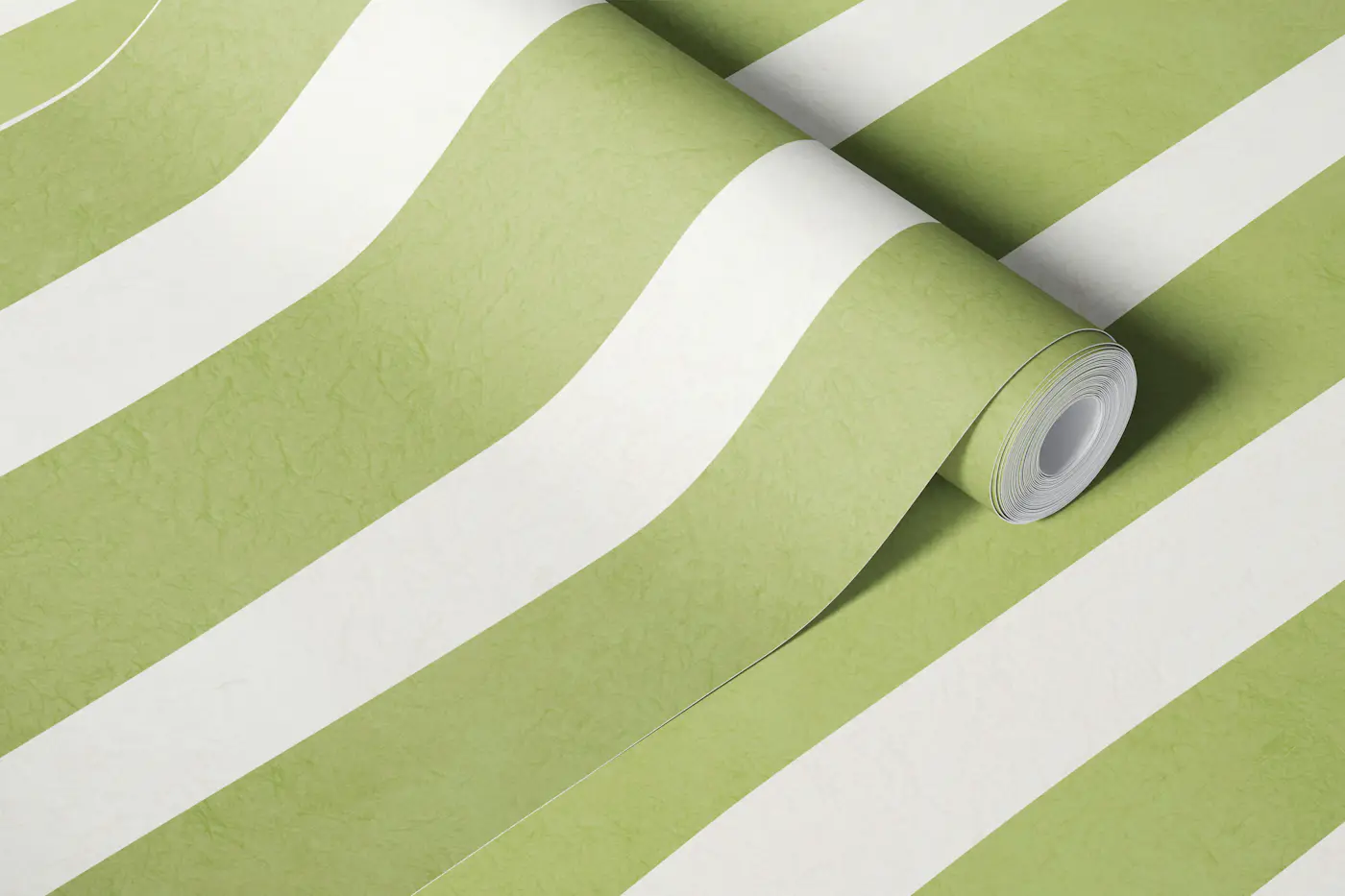 Sage Green Wavy Stripes wallpaper roll