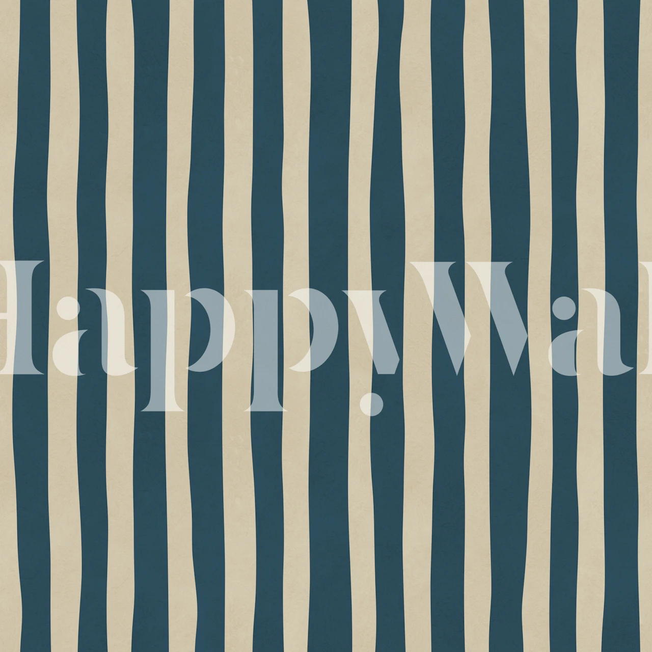 Nautical Blue Wavy Stripes wallpaper in a room