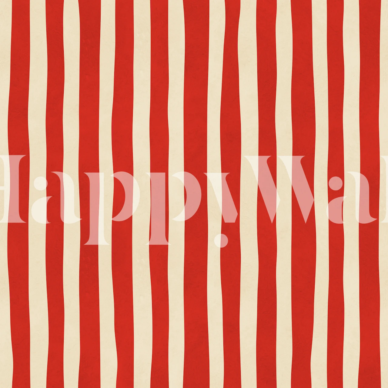 Red and cream wavy stripes wallpaper in a room