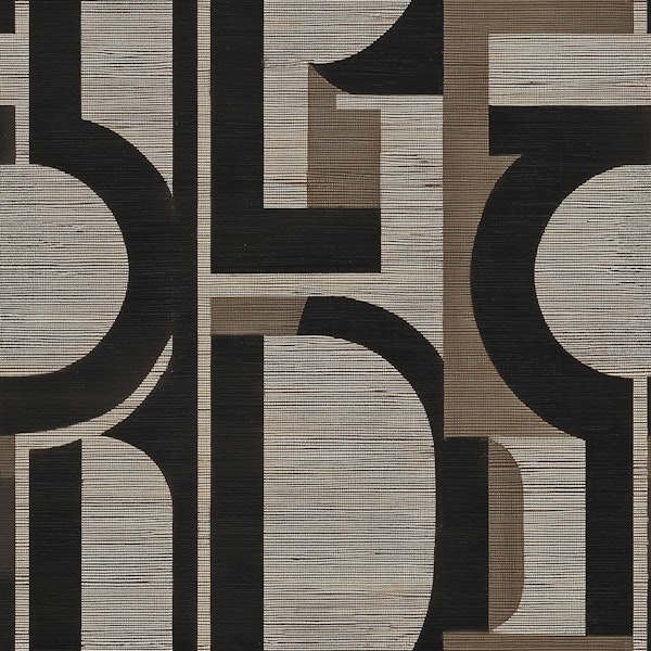 Black Beige Linen Modern Geometric