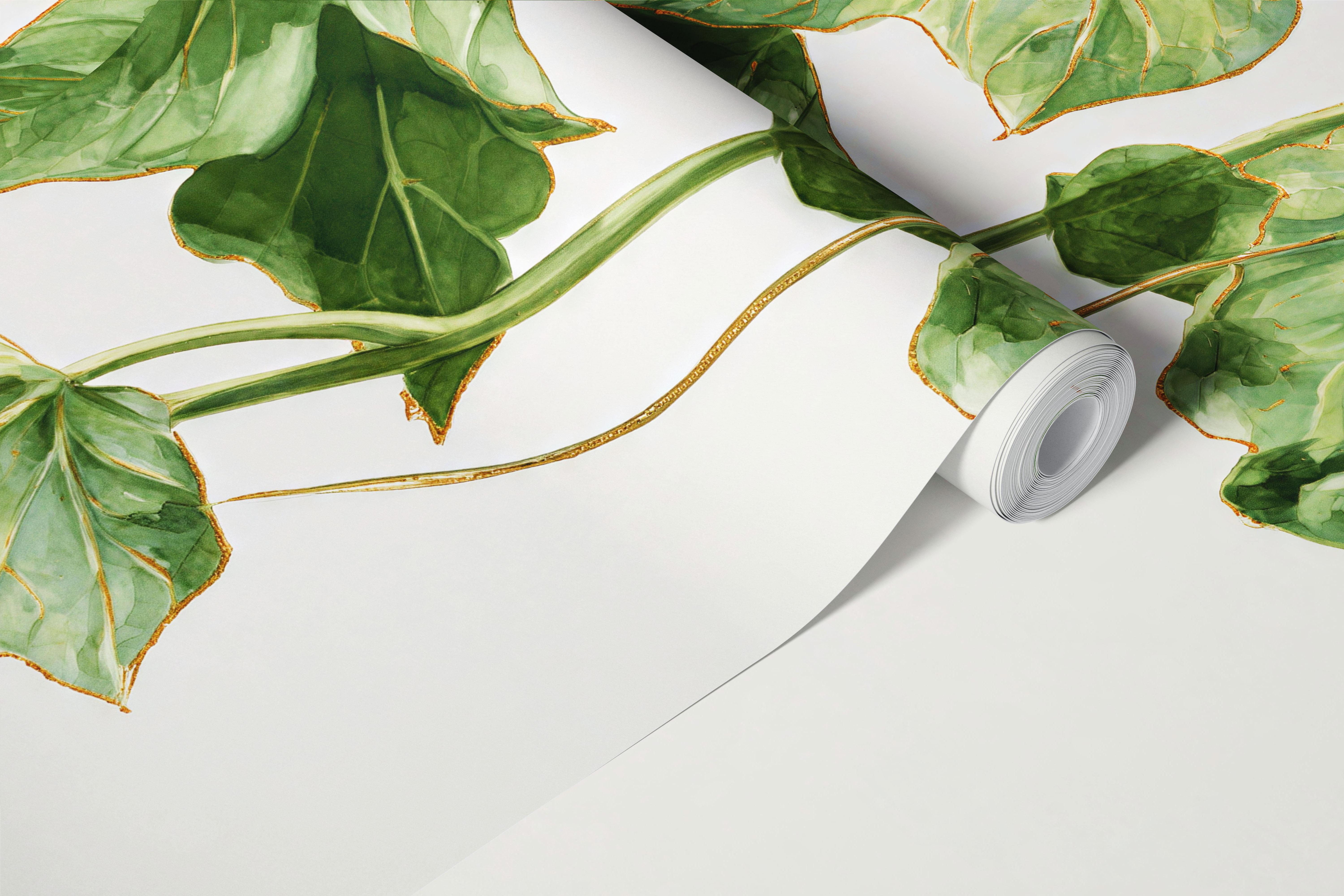 Ivy Trailing Branch Botanical Dark Green wallpaper design